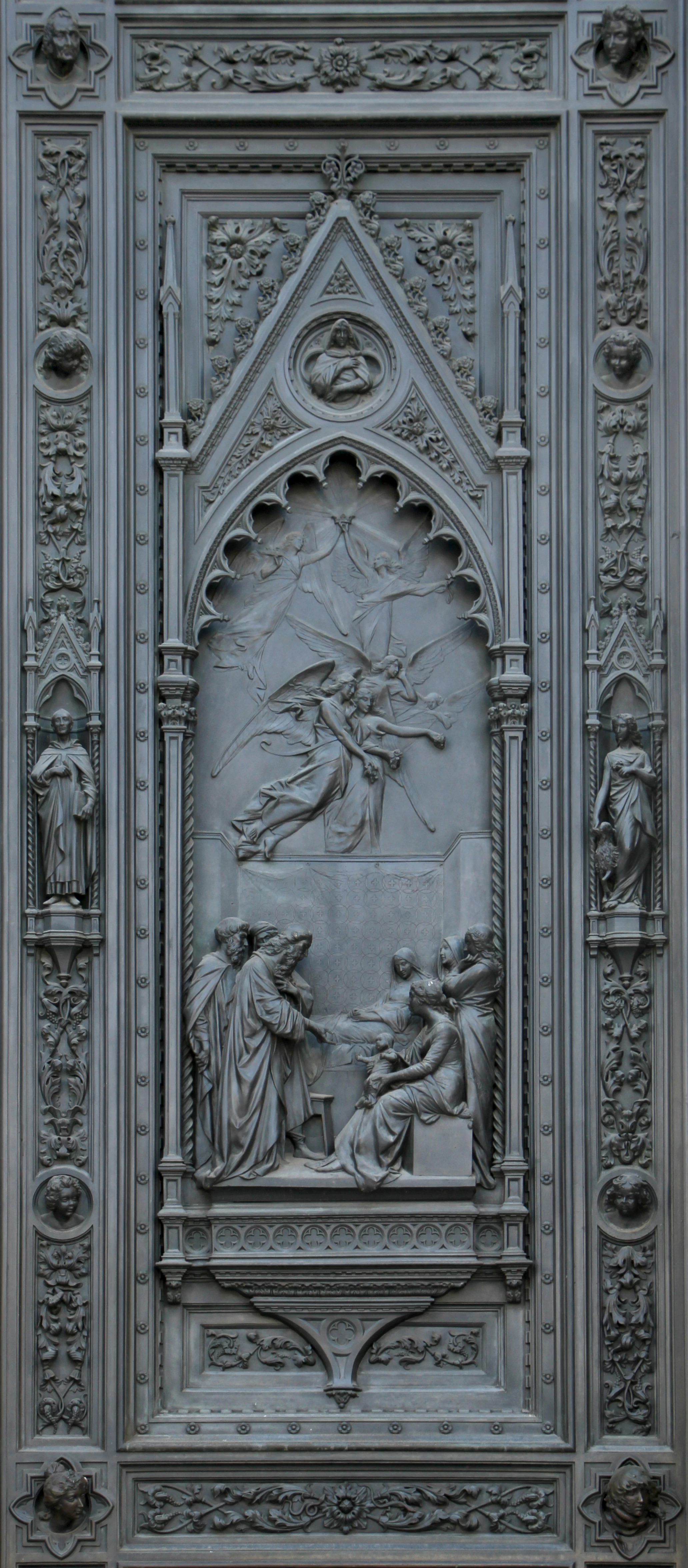 Cattedrale di Santa Maria del Fiore, Firenze - Facciata, Portale in bronzo. Battente dx, Natività di Maria